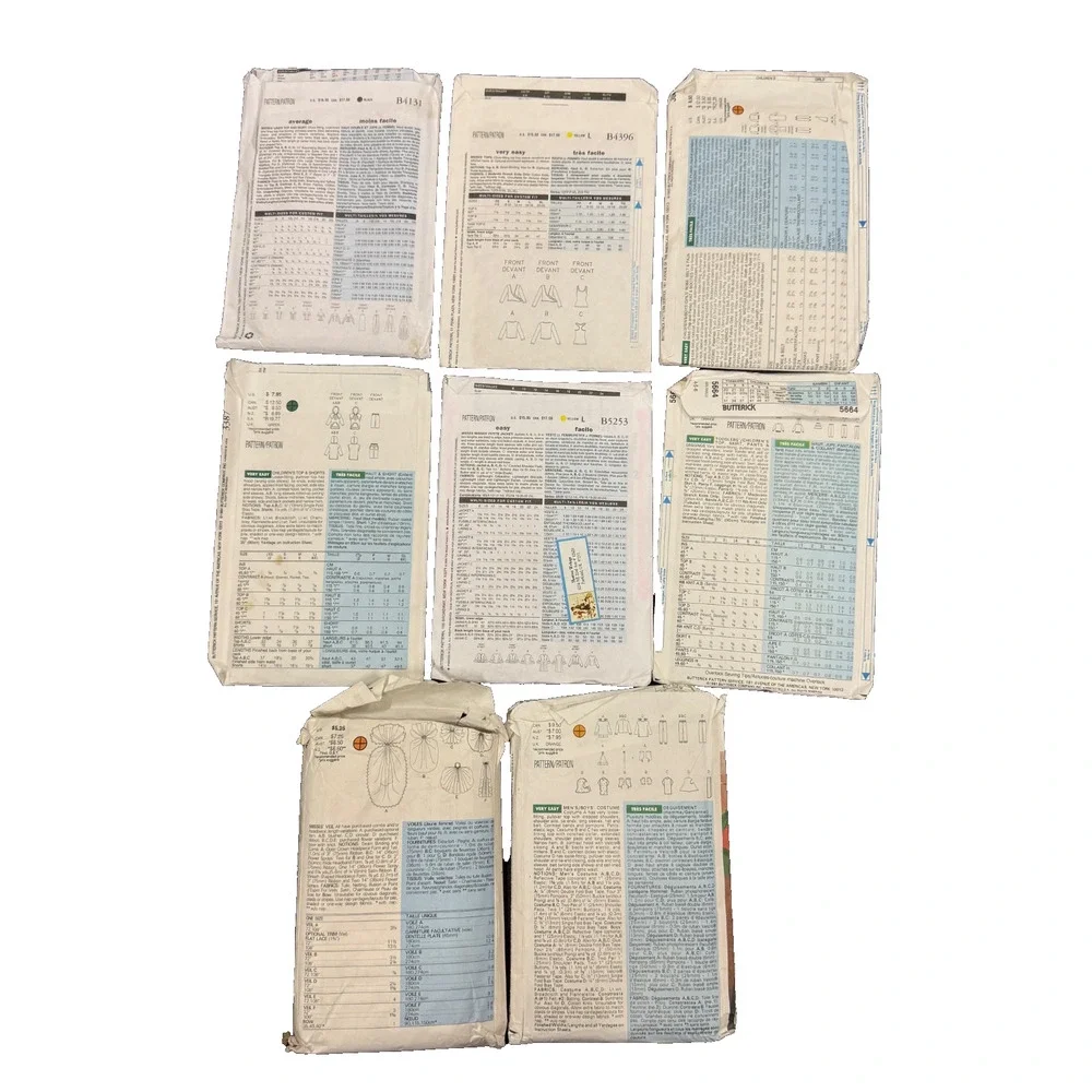 Lot of 8 Butterick Sewing Patterns Set Vintage Collection